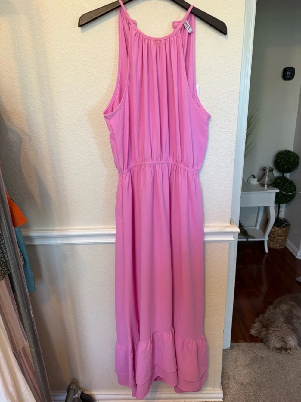 Sleeveless Pink Halter Maxi Dress large 2 Hearts - Picture 5 of 12
